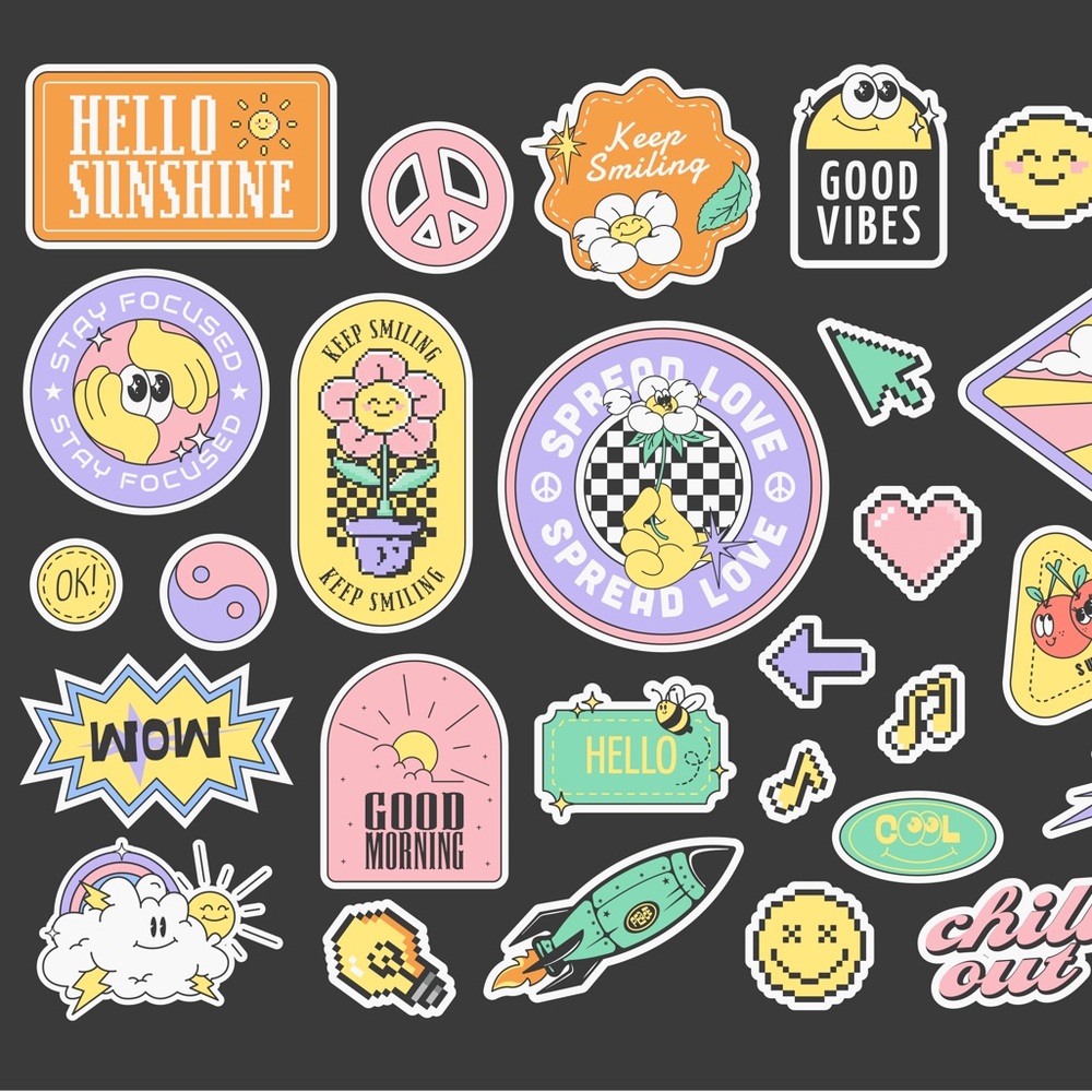 Positive Retro Sticker Pack - Picture 3 of 4